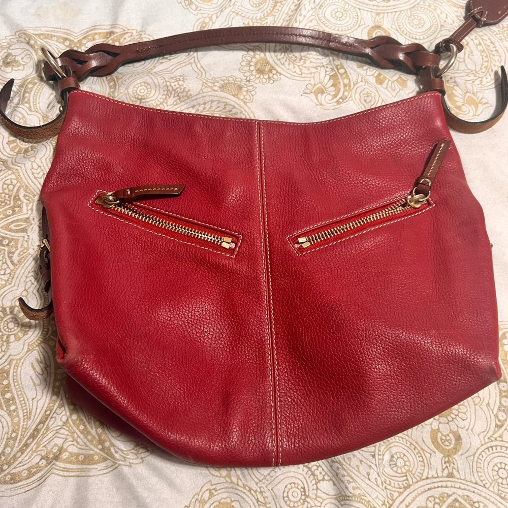 Dooney & Bourke Red and Brown Leather Hobo Bag